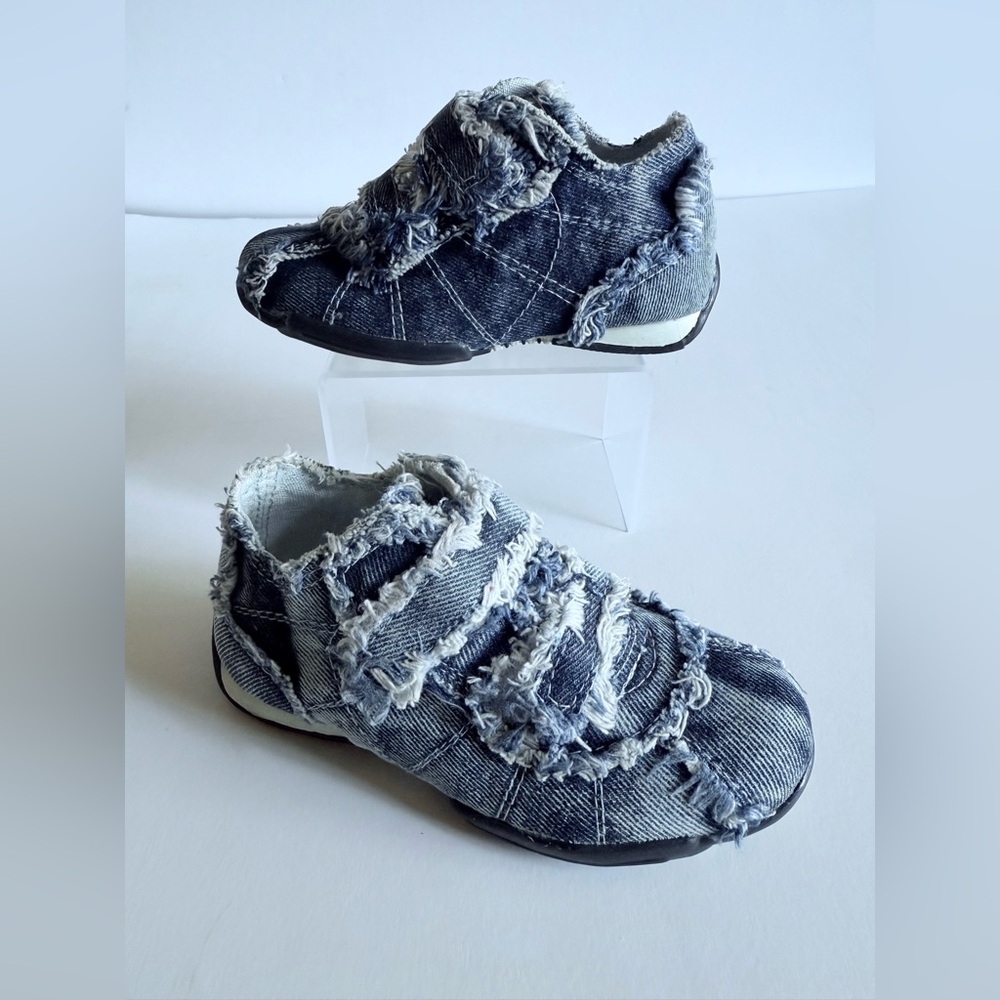 Little Laundry Kids Kadie Blue Distressed Denim Sneakers Size 10 Designer New